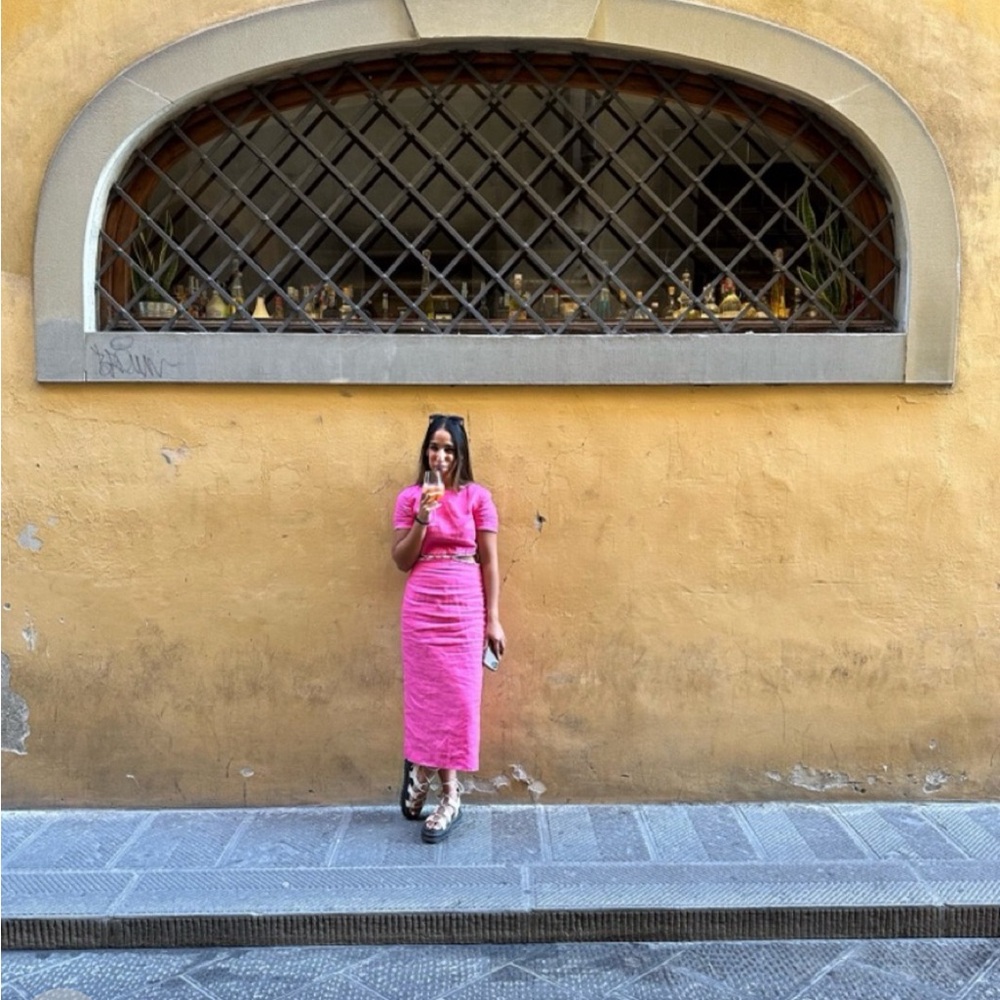 staud purple & pink shoko midi dress Staud Purple & Pink Shoko Midi Dress Staud